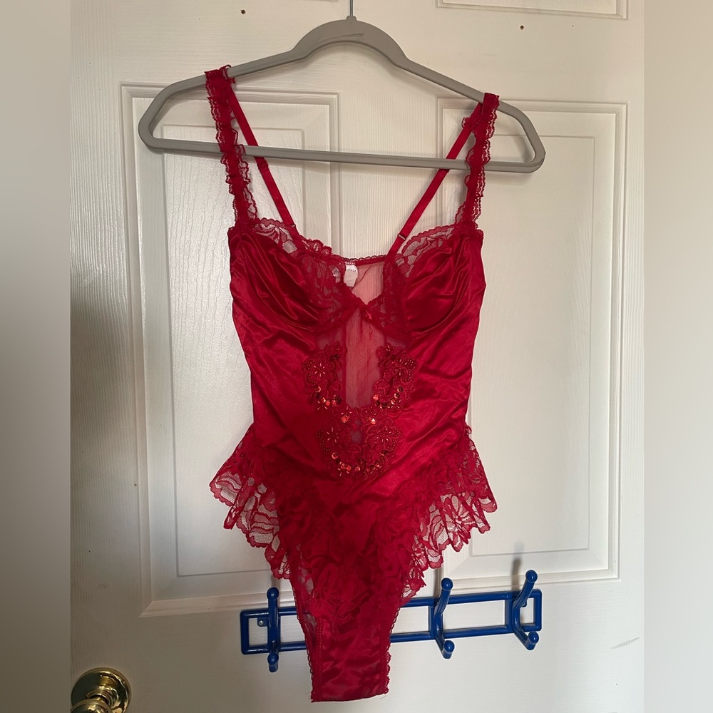 fredericks of hollywood red beaded lingerie
